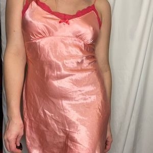 Pink silk slip lingerie dress